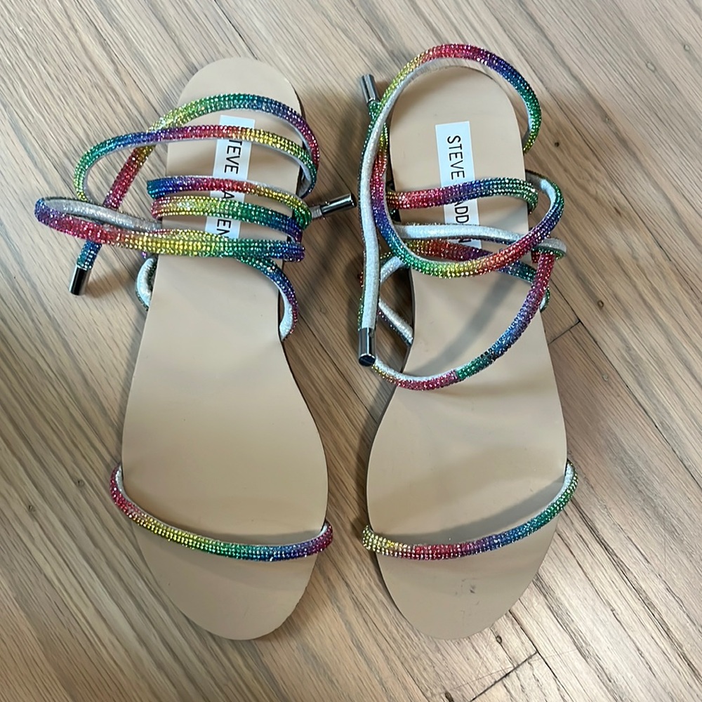 ***NEVER BEEN WORN*** Steve Madden multi rhinestone wrap around gladiator sandal